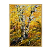 Birches sárga őszi fa erdő keretes festmény vászon művészeti nyomtatás
